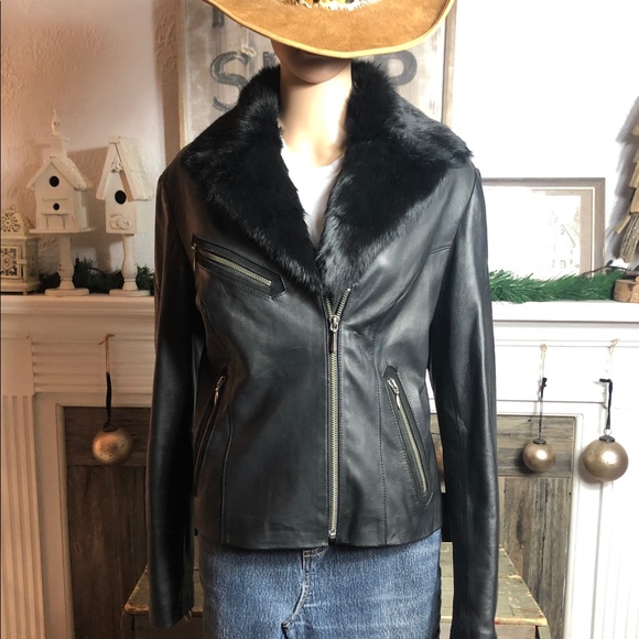 GORGEOUS Harley Davidson Leather & Fur Jacket - Picture 7 of 9